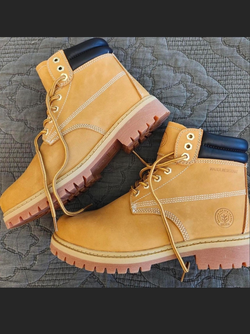 Men's Wheat Work Boots with Padded Collar- Never Wore